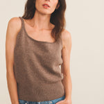 Cashmere tank top women taupe - front view | Maud | Linnea Lund