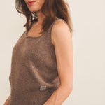 Cashmere tank top women taupe - side view | Maud | Linnea Lund