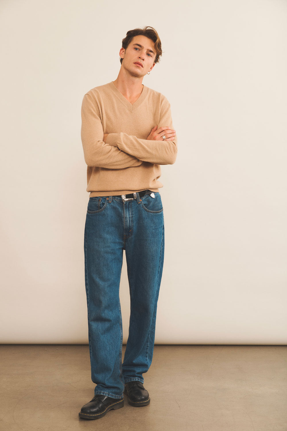 Cashmere sweater men beige - look | Max | Linnea Lund