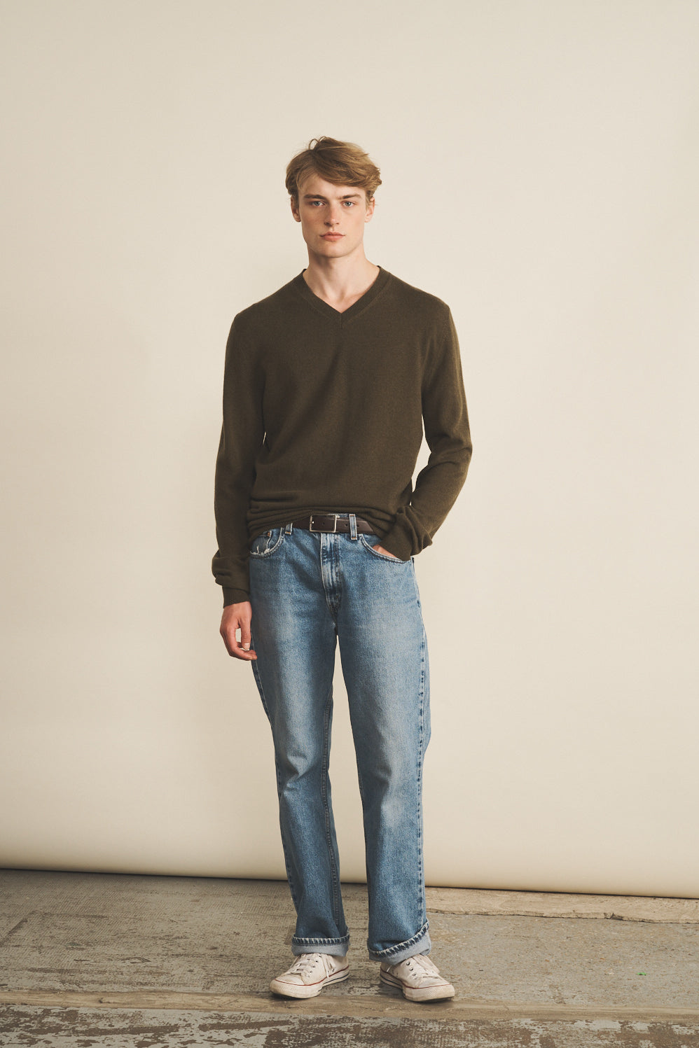 Cashmere sweater men khaki - look | Max | Linnea Lund