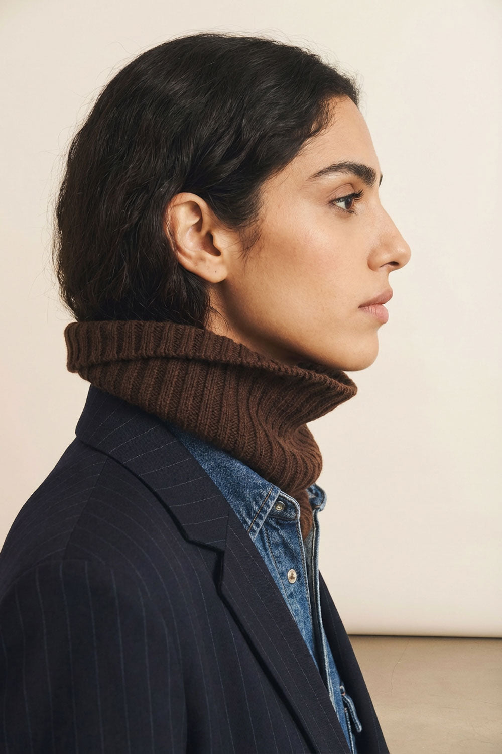 dark brown ribbed cashmere collar | Maya | Linnea Lund