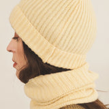 light yellow cashmere collar women | Maya - side | Linnea Lund