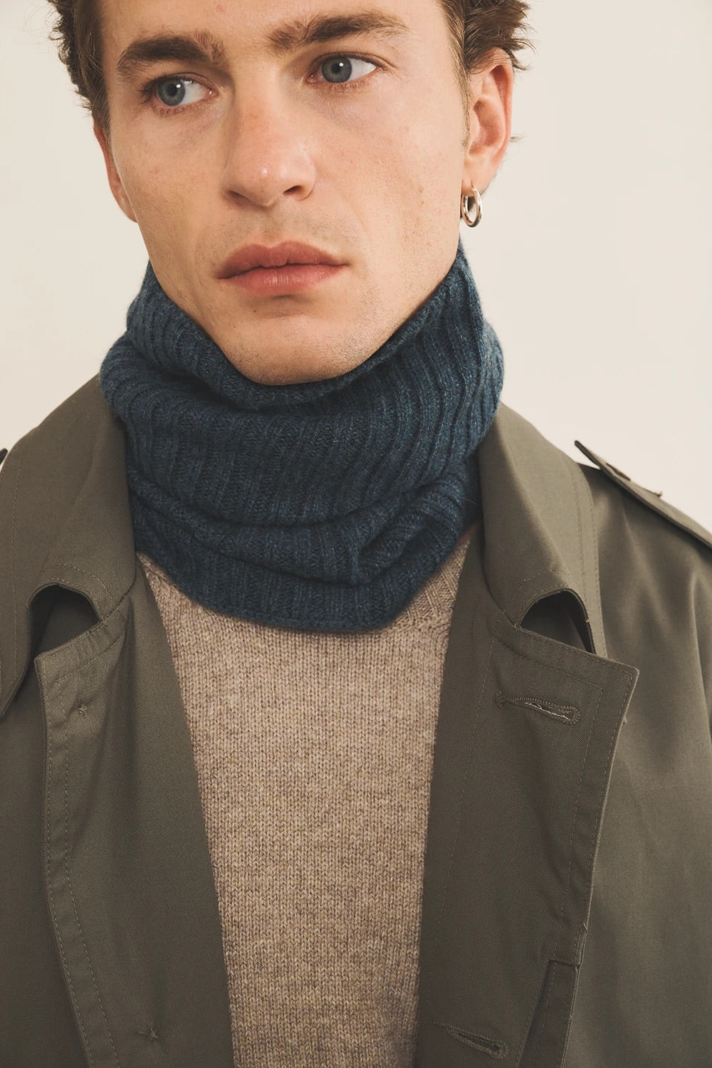 Dark steel teal cashmere collar men | Maya | Linnea Lund