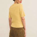 Yellow Women Cashmere Tee-shirt - back view | Melanie | Linnea Lund