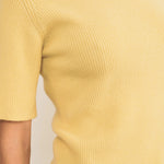 Yellow Women Cashmere Tee-shirt - focus view | Melanie | Linnea Lund