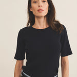 Midnight blue Women Cashmere Tee-shirt - front view | Melanie | Linnea Lund