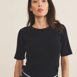 Midnight blue Women Cashmere Tee-shirt - front view | Melanie | Linnea Lund