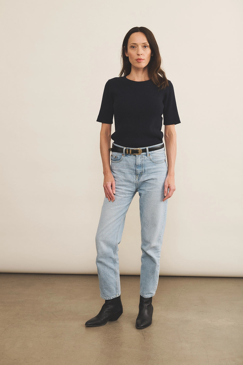 Midnight blue Women Cashmere Tee-shirt - look | Melanie | Linnea Lund