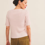 Cashmere Tee-shirt women light pink - back view | Melanie | Linnea Lund