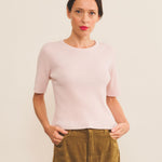 Cashmere Tee-shirt women light pink - front view | Melanie | Linnea Lund