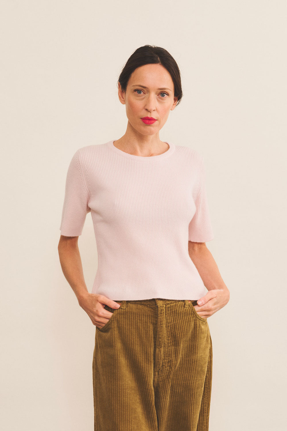 Cashmere Tee-shirt women light pink - front view | Melanie | Linnea Lund