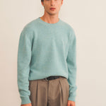 Cashmere sweater men aqua color - front view | Mimmi | Linnea Lund