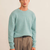 Cashmere sweater men aqua color - front view | Mimmi | Linnea Lund