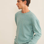 Cashmere sweater men aqua color - side view | Mimmi | Linnea Lund