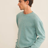 Cashmere sweater men aqua color - side view | Mimmi | Linnea Lund