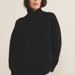 black oversize cashmere sweater for women - front view | Nina | Linnea Lund