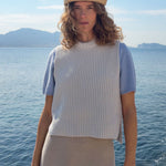 Sky blue sleeveless cashmere sweater for women | Oscar | Linnea Lund