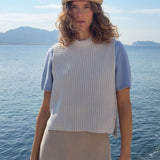 Sky blue sleeveless cashmere sweater for women | Oscar | Linnea Lund