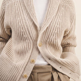 beige cashmere cardigan men - front view | Philippe | Linnea Lund