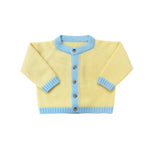 Baby cashmere cardigan yellow and blue | Phoebe | Linnea Lund