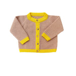 Baby cashmere cardigan camel and yellow | Phoebe | Linnea Lund