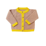 Baby cashmere cardigan camel and yellow | Phoebe | Linnea Lund