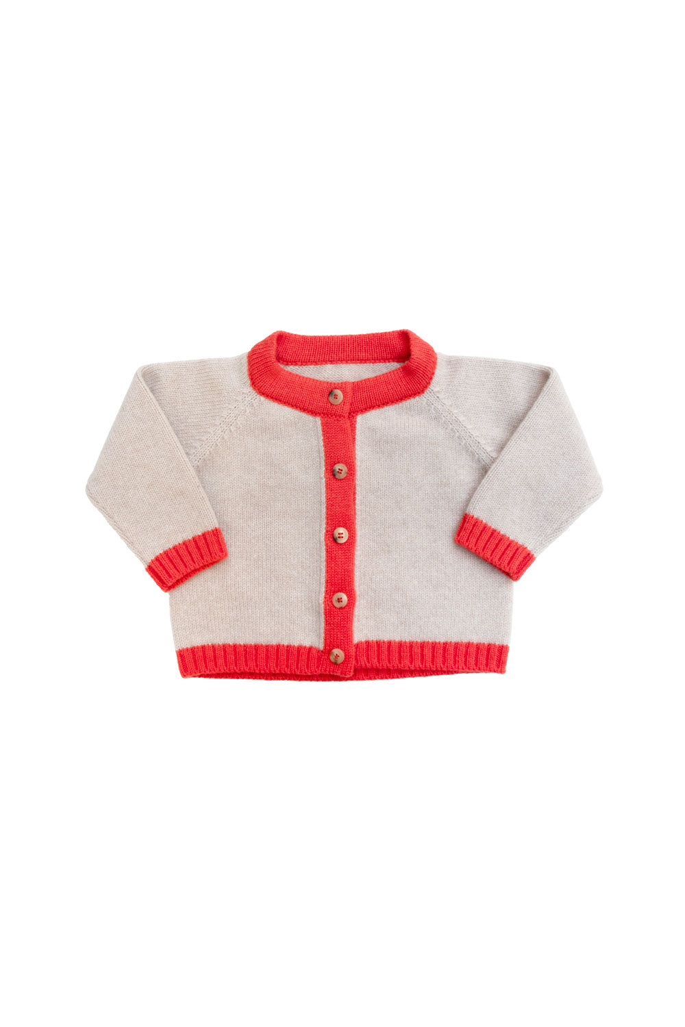 Baby cashmere cardigan beige and orange | Phoebe | Linnea Lund