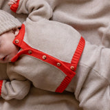 Baby cashmere cardigan beige and orange | Phoebe | Linnea Lund