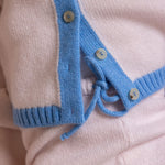 Baby cashmere cardigan light pink and blue, detail | Phoebe | Linnea Lund