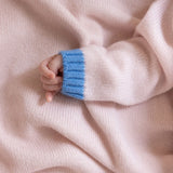 Baby cashmere cardigan light pink and blue, sleeve detail | Phoebe | Linnea Lund