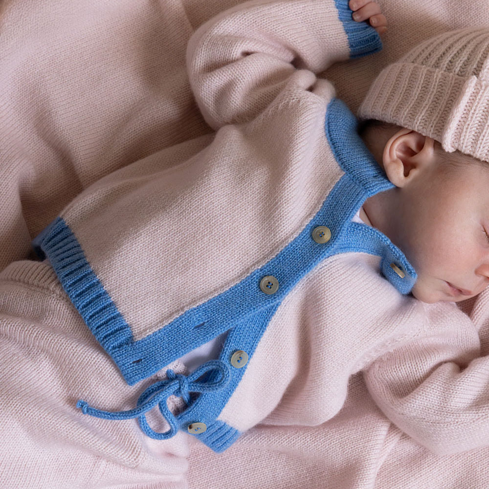 Baby cashmere cardigan light pink and blue | Phoebe | Linnea Lund