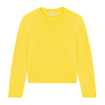 Bright yellow cropped cashmere sweater crewneck - packshot | Pia | Linnea Lund
