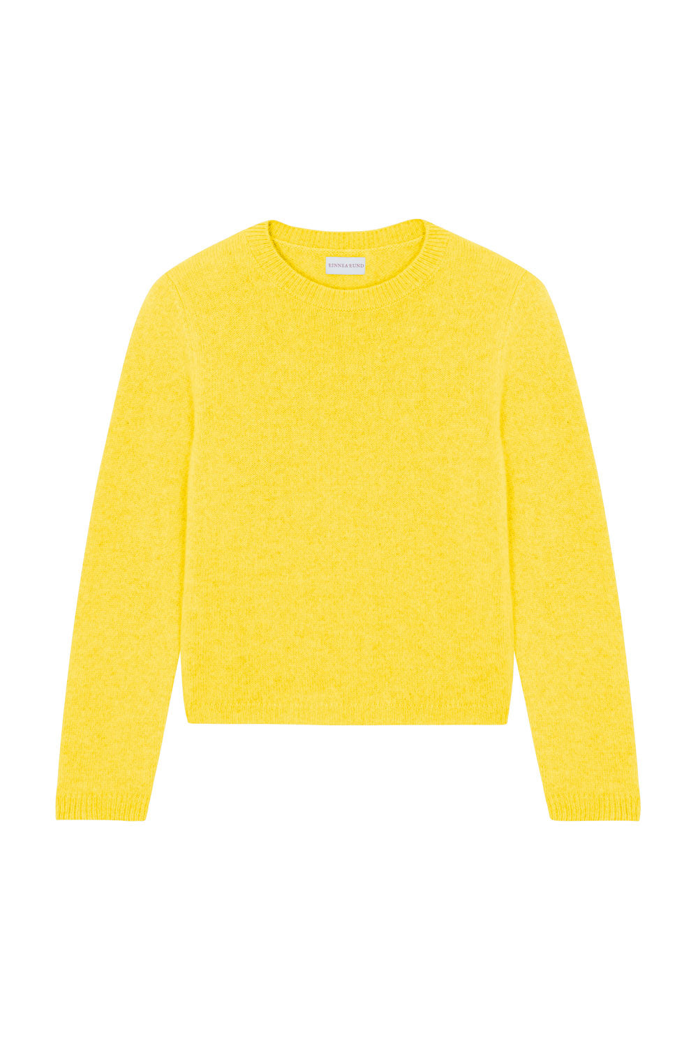 Bright yellow cropped cashmere sweater crewneck - packshot | Pia | Linnea Lund