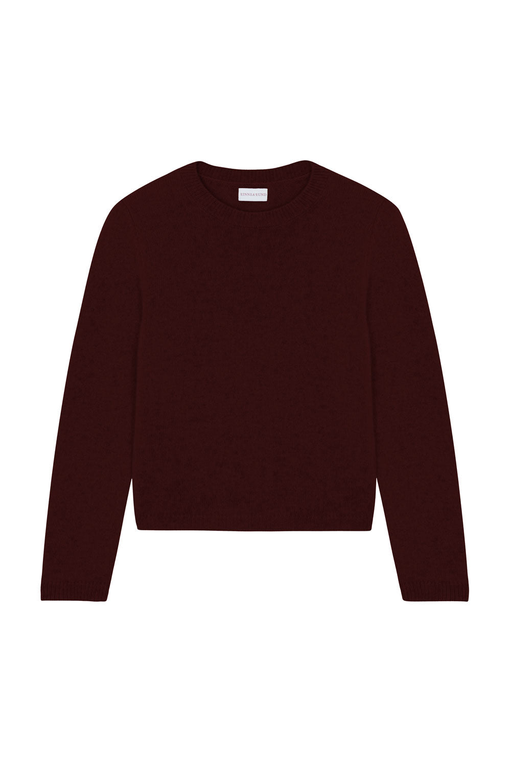 Burgundy cropped cashmere sweater crewneck - pack shot | Pia | Linnea Lund