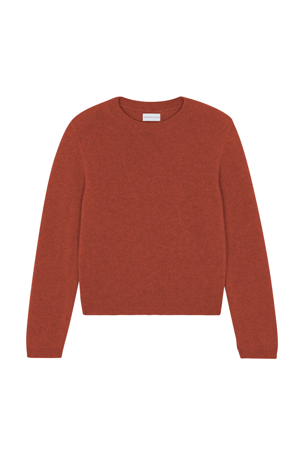 Ocher red cropped cashmere sweater crewneck - packshot | Pia | Linnea Lund
