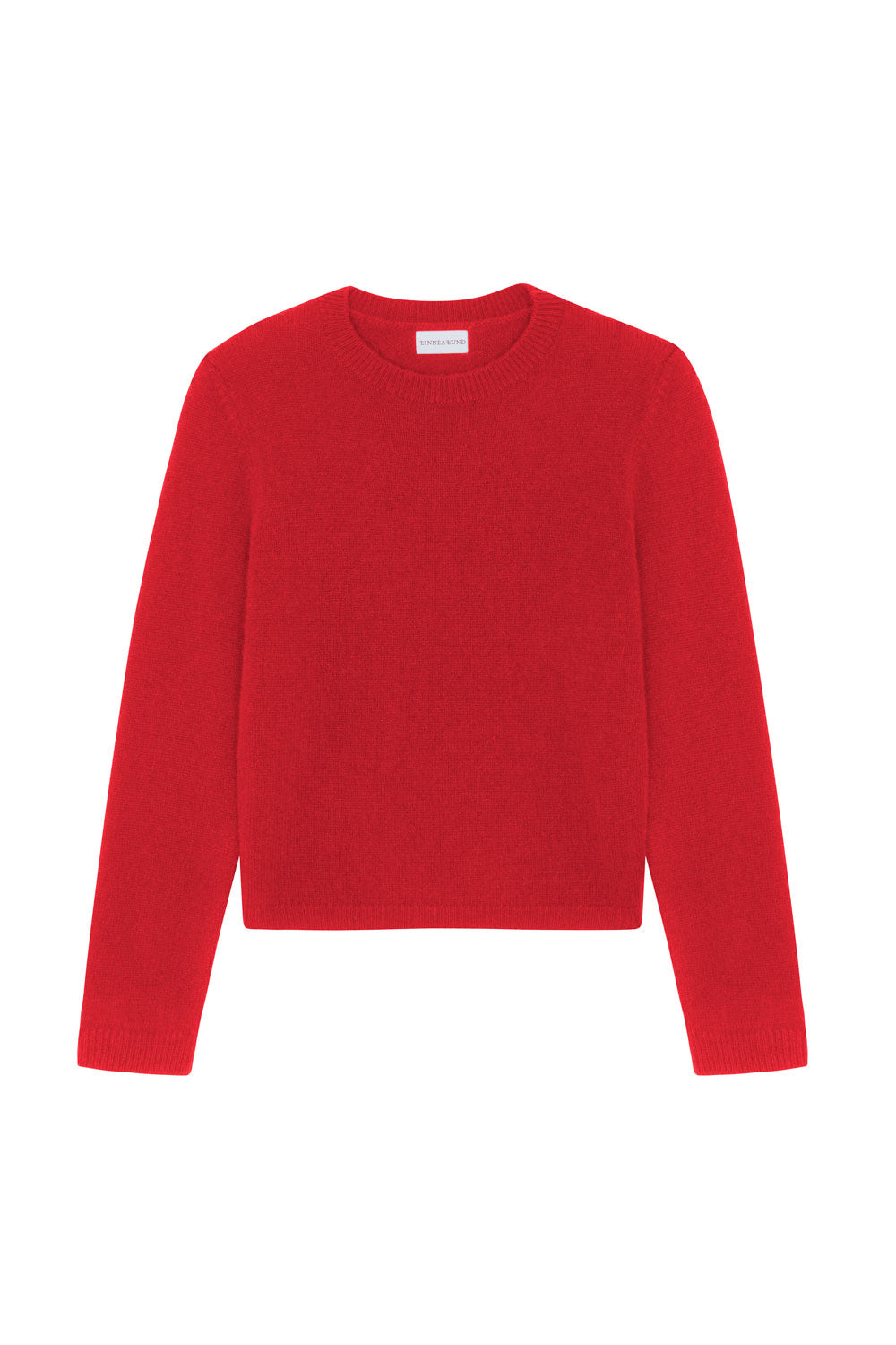 Red cropped cashmere sweater crewneck - pack shot | Pia | Linnea Lund