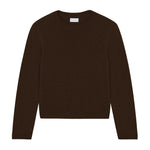 Dark brown cropped cashmere sweater crewneck - pack shot | Pia | Linnea Lund