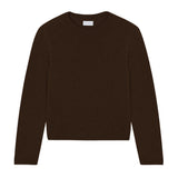 Dark brown cropped cashmere sweater crewneck - pack shot | Pia | Linnea Lund