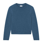 Denim blue cropped cashmere sweater crewneck - pack shot | Pia | Linnea Lund
