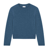 Denim blue cropped cashmere sweater crewneck - pack shot | Pia | Linnea Lund