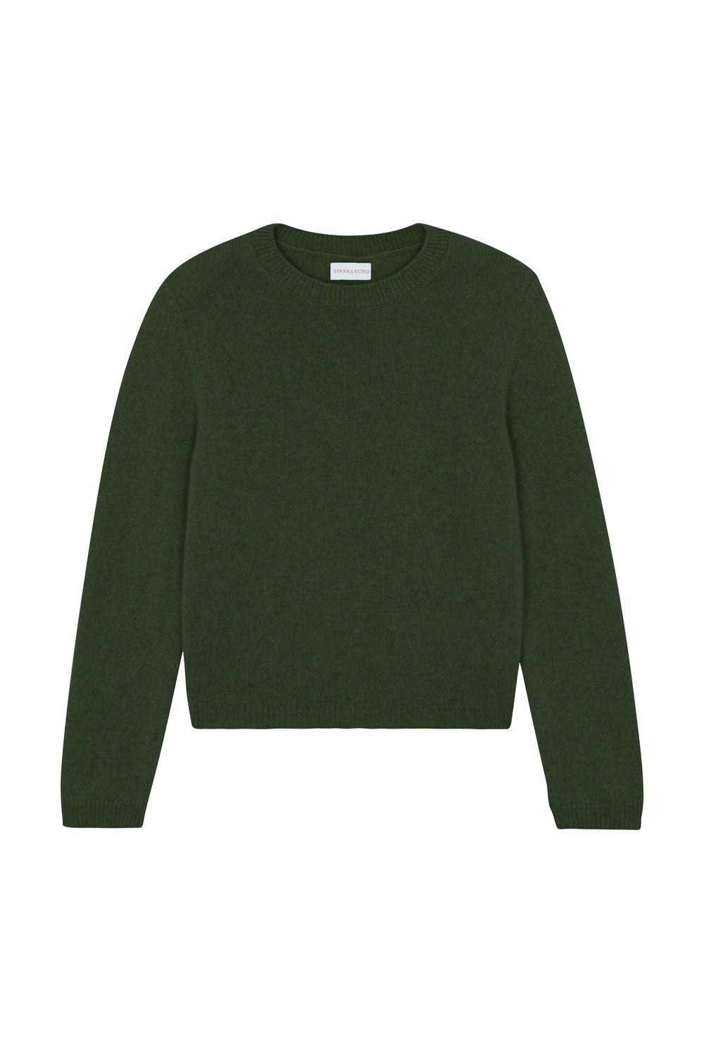 Dark green cropped cashmere sweater crewneck - pack shot | Pia | Linnea Lund