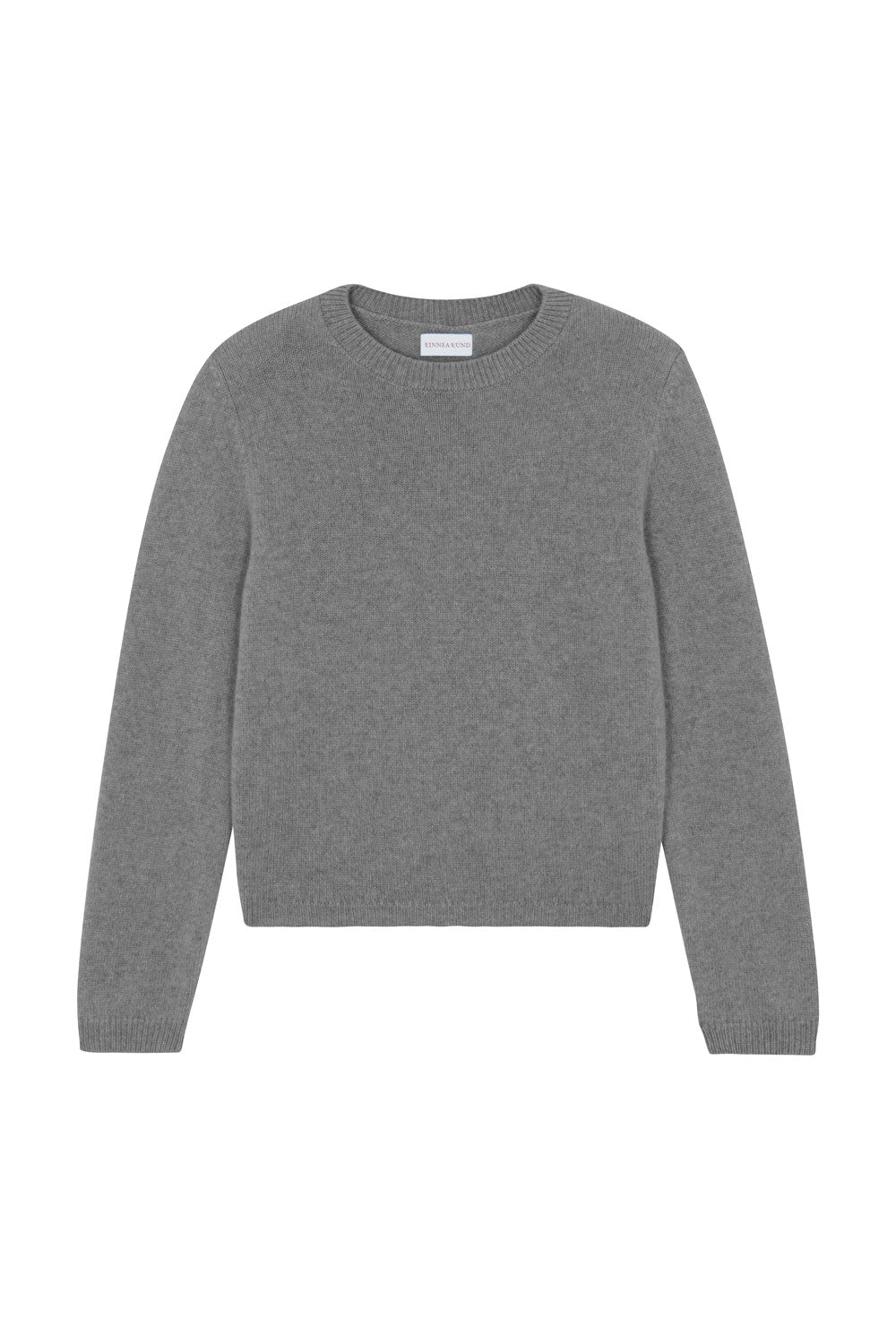 Grey cropped cashmere sweater crewneck - pack shot | Pia | Linnea Lund