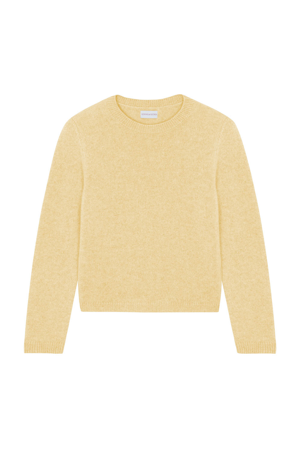 Yellow cropped cashmere sweater crewneck - pack shot | Pia | Linnea Lund