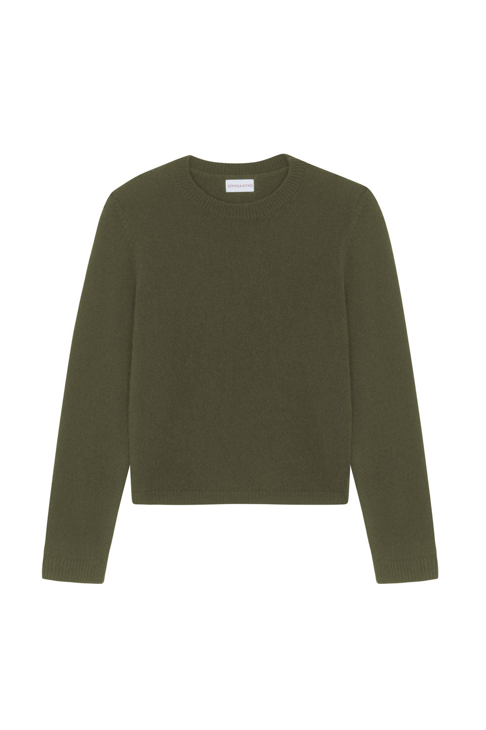 Khaki cropped cashmere sweater crewneck - pack shot | Pia | Linnea Lund