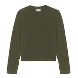 Khaki cropped cashmere sweater crewneck - pack shot | Pia | Linnea Lund