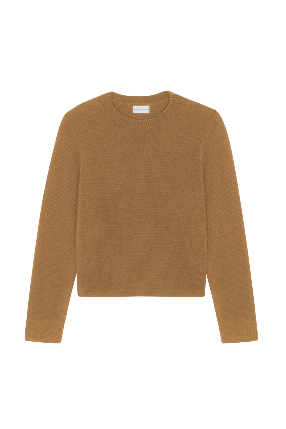 Camel cropped cashmere sweater crewneck - pack shot | Pia | Linnea Lund