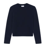 Dark blue cropped cashmere sweater crewneck - pack shot | Pia | Linnea Lund
