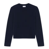 Dark blue cropped cashmere sweater crewneck - pack shot | Pia | Linnea Lund