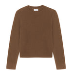 Brown cropped cashmere sweater crewneck - pack shot | Pia | Linnea Lund