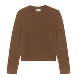 Brown cropped cashmere sweater crewneck - pack shot | Pia | Linnea Lund